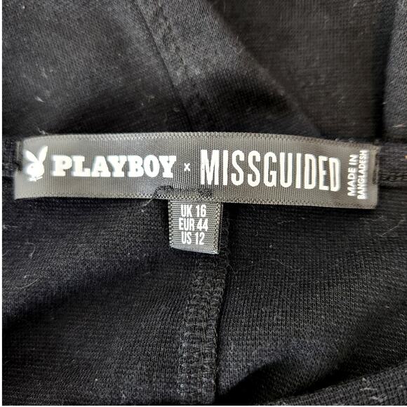 SALE Playboy x Missguided Black Long Sleeve Snap Front Romper Scoop Neck SZ 12 - Picture 10 of 10
